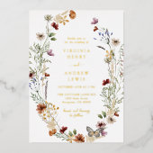 Boho Gold Wedding Foil Einladung (Vorderseite)
