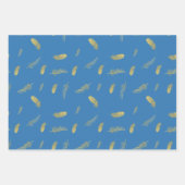 Boho Golden Feathers French Blue Geschenkpapier Set (Vorderseite 2)