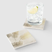Boho Golden Feathers Steinuntersetzer (Seitenansicht)