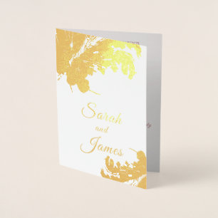 Boho Golden Floral Pampa Grass Wedding Folienkarte