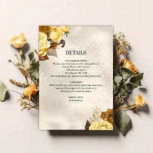 Boho Golden Floral Seiden-Eleganz Hochzeitsdetails Begleitkarte