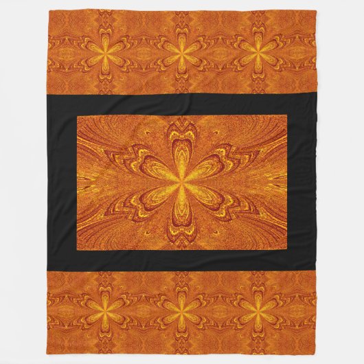 Boho Golden Gold Star Blume Rustikal Fleecedecke (Vorderseite)