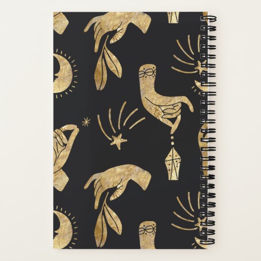 Boho Golden Hands Magical Spiral Notebook Notizblock (Rückseite)