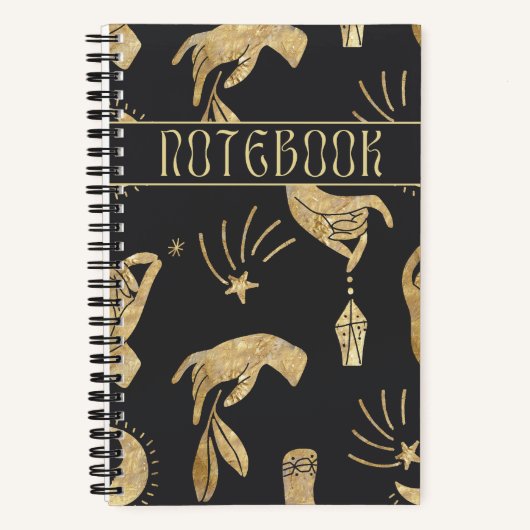 Boho Golden Hands Magical Spiral Notebook Notizblock (Vorderseite)