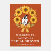 Boho Golden Sunflower Fall Brautparty Willkommen Acrylschild (Vorderseite)