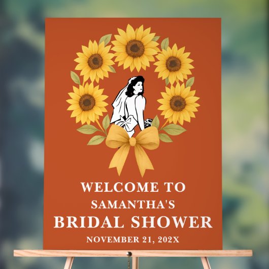 Boho Golden Sunflower Fall Brautparty Willkommen Acrylschild (Neutral)