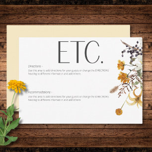 Boho Golden Yellow Meadow Blume Gelbe Details Begleitkarte