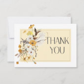 Boho Golden Yellow Meadow Blume Gelbe Hochzeit Dankeskarte (Vorderseite)