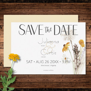 Boho Golden Yellow Meadow Blume Gelbe Hochzeit Save The Date