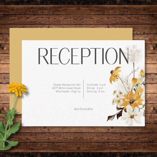Boho Golden Yellow Meadow Blume Gold Empfang Begleitkarte