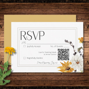 Boho Golden Yellow Meadow Blume Gold RSVP Karte