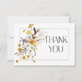 Boho Golden Yellow Meadow Blume Gold Wedding Dankeskarte (Vorderseite)