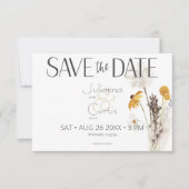 Boho Golden Yellow Meadow Blume Gold Wedding Save The Date (Vorderseite)