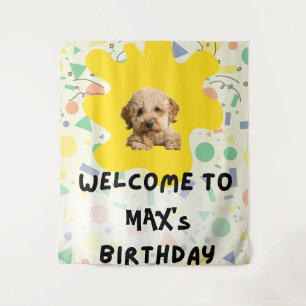 Boho Goldendoodle Erstes Geburtstags Willkommenssc Wandteppich