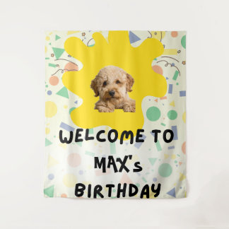 Boho Goldendoodle Erstes Geburtstags Willkommenssc Wandteppich