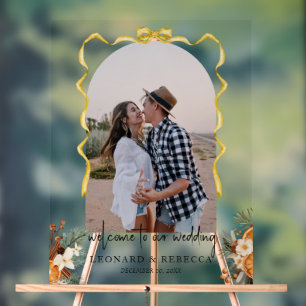 Boho goldene Bogen Grün Wedding Foto Akryllische Z Acrylschild