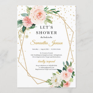 Boho goldenes, rosa Blütenbraun Einladung