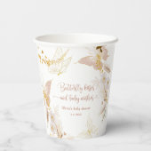 Boho Goldfolie Schmetterling küsst Babydusche Pappbecher (Rückseite)