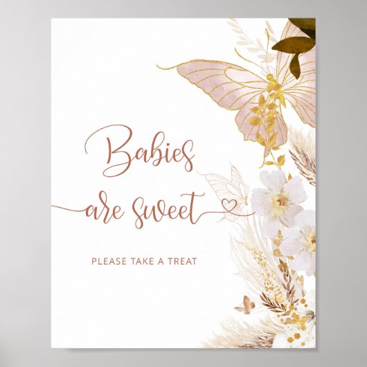 Boho Goldpampas Gras Schmetterling Babys sind süß Poster (Vorne)