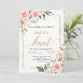 Boho Goldrahmen Rosa Blüte Blüte gebunden Knoten Einladung (Stehend Vorderseite)