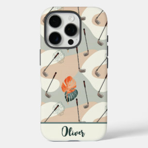 Boho-Golfschläger-Muster mit tropischen Blättern iPhone 16 Pro Hülle