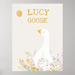 Boho Goose Duck Floral Baby Showwork Poster