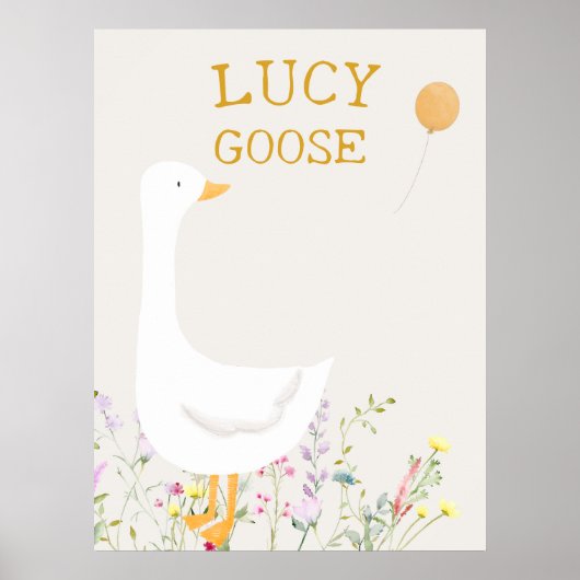 Boho Goose Duck Floral Baby Showwork Poster (Vorne)