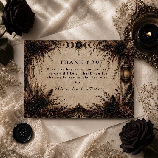 Boho-Goth-Hochzeit Dankeskarte
