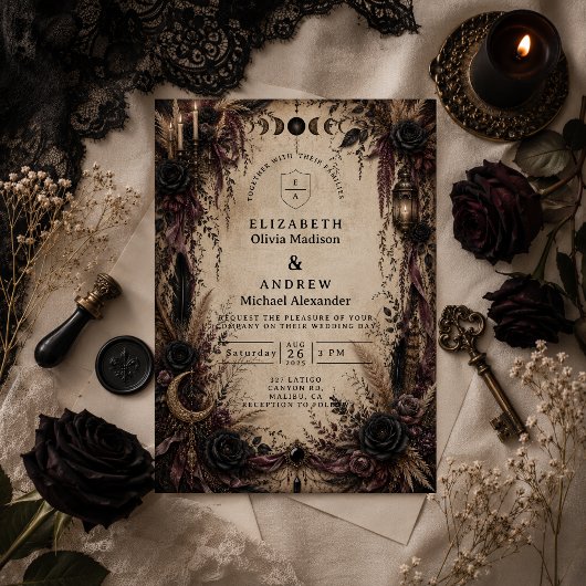 Boho-Goth-Hochzeit Einladung