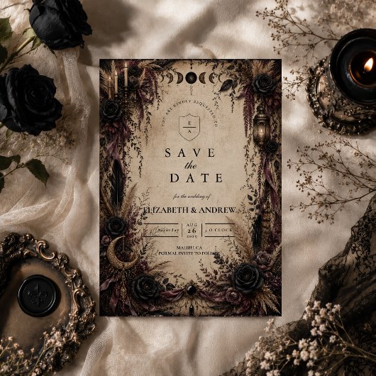 Boho-Goth-Hochzeit Save The Date