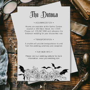 Boho Gothic Botanical Gray Wedding Details Begleitkarte