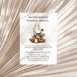 Boho Gothic Fall Party mit Skull und Blume Einladung