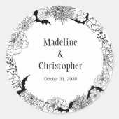 Boho Gothic Floral Wedding Runder Aufkleber (Vorderseite)