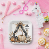 Boho Gothic Halloween-Party - Pumpkins und Lantern Pappteller (Party)
