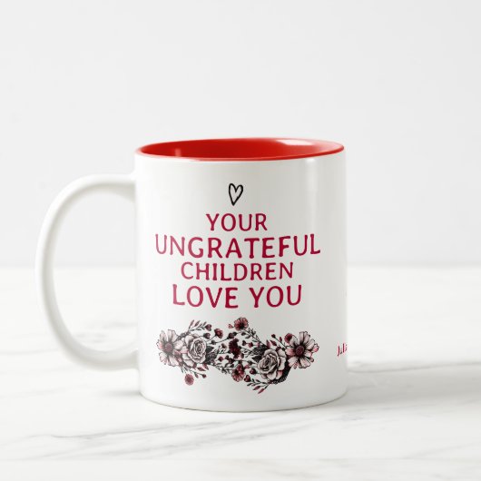 Boho Gothic Modern Undankbare Children Mothers Day Zweifarbige Tasse (Links)