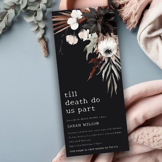 Boho Gothic Rust Black Botanical Bridal Shower Einladung