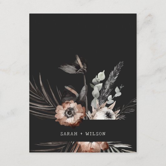 Boho Gothic Rust Black Botanical Wedding Details Begleitkarte (Rückseite)