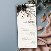 Boho Gothic Rust Black Botanical Wedding Menu Card Einladung