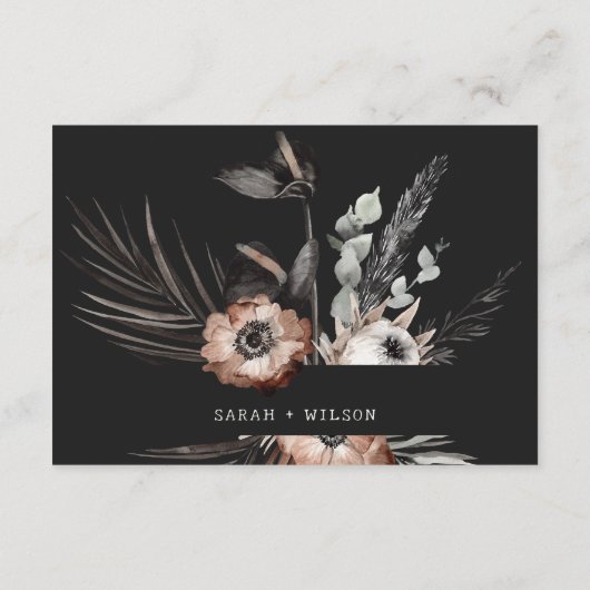 Boho Gothic Rust Black Botanical Wedding Reception Begleitkarte (Rückseite)