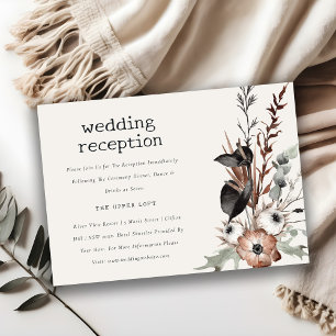 Boho Gothic Rust Black Botanical Wedding Reception Begleitkarte