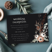 Boho Gothic Rust Black Botanical Wedding Reception Begleitkarte