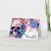 Boho Gothic Skull & Blume Handfastings Dankeskarte (Vorderseite)