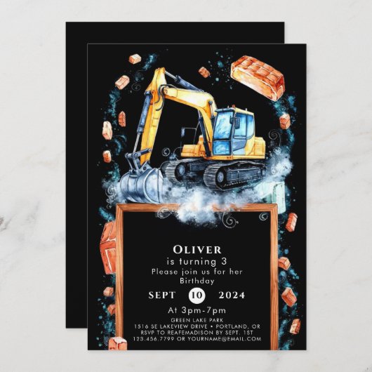 Boho Grabungsbau Geburtstag Einladung (Vorne/Hinten)