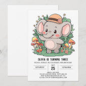 Boho Graceful Elephant Digital Geburtstag Einladung (Vorne/Hinten)