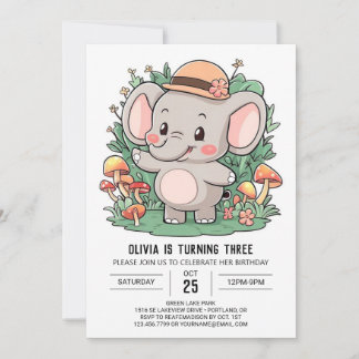 Boho Graceful Elephant Digital Geburtstag Einladung