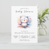 Boho Graceful Owl Baby Dusche Einladung (Stehend Vorderseite)