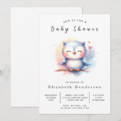 Boho Graceful Owl Baby Dusche Einladung (Vorne/Hinten)