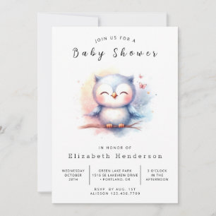 Boho Graceful Owl Baby Dusche Einladung