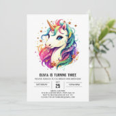 Boho Graceful Unicorn Geburtstag Einladung (Stehend Vorderseite)