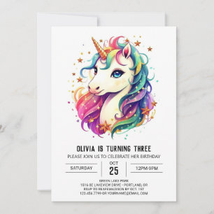 Boho Graceful Unicorn Geburtstag Einladung